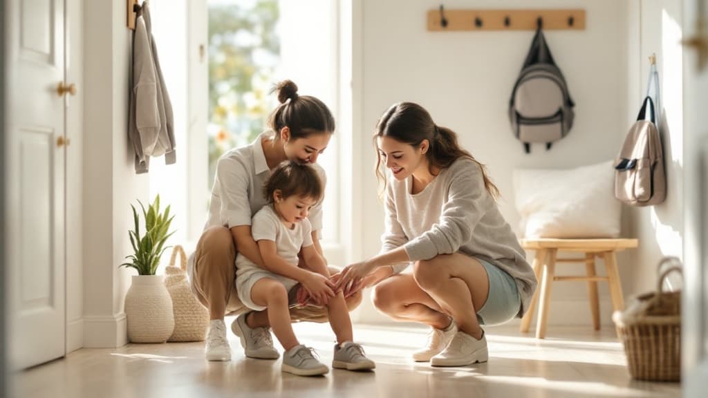 Caregiver following a routine with their toddler